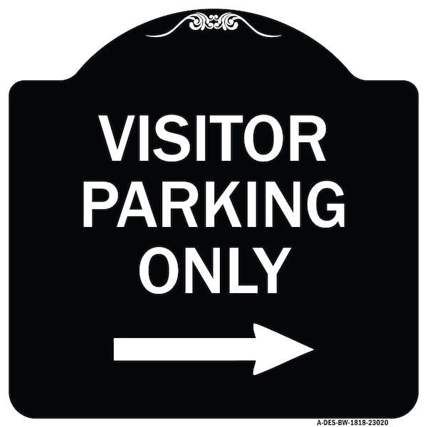 Reserved Parking Visitor Parking W/ Right Arrow Heavy-Gauge Aluminum Sign, 18" x 18", BW-1818-23020